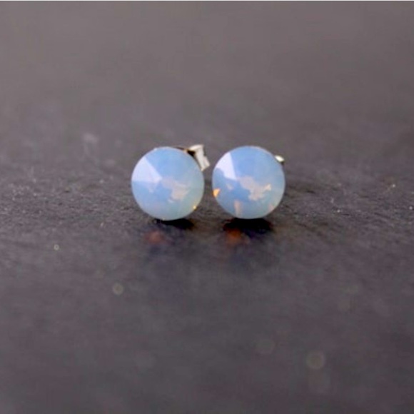 Light Blue Opal Crystal Studs - Picture 1 of 4